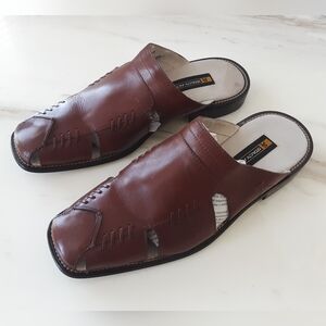 STACY ADAMS Brown Leather Fisherman Slip-On Sandals Sz 11.5 M